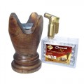 Charcoal Burner Incense Burner, 100% Wooden Handcrafts + Arab Charcoal Burner Charcoal for Burner 1 Box + Jet Torch Lighter Gasoline
